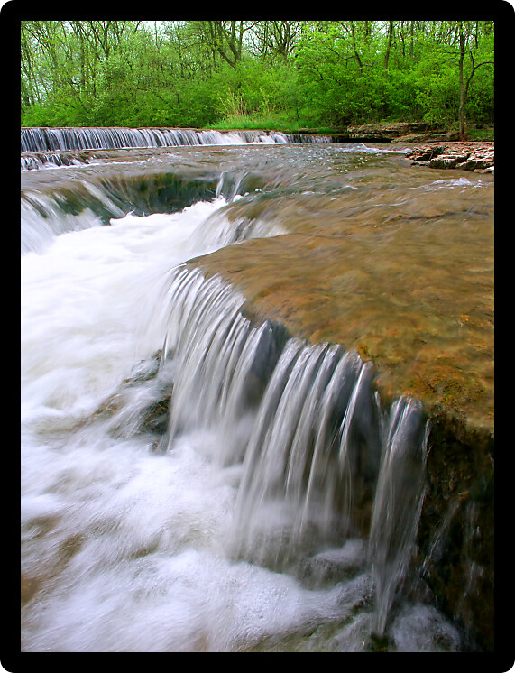 Beautiful cascade on Prairie Creek of the Des Plaines Conservation Area in Illinois.