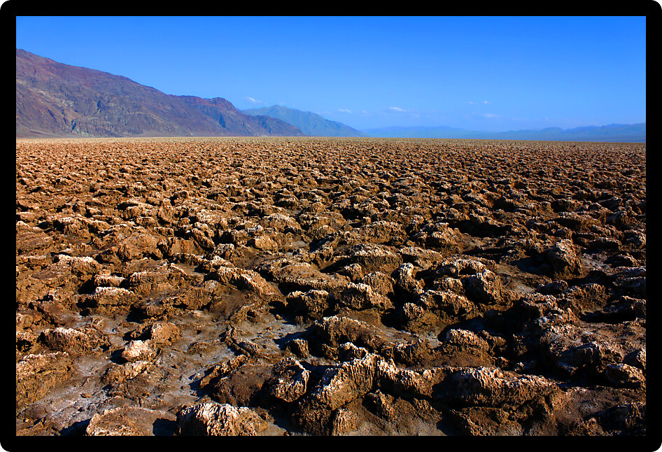 Rugged rocky landscape of Devils Golf Course in Death Valley National Park California.