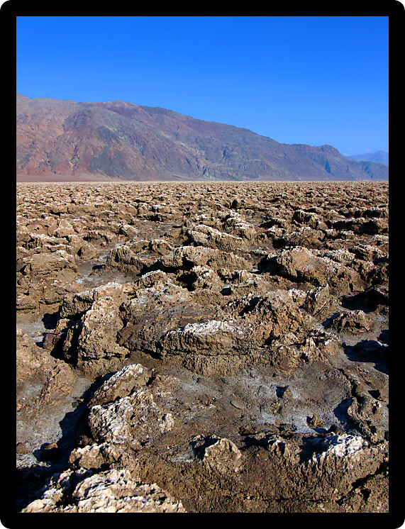Rugged rocky landscape of Devils Golf Course in Death Valley National Park California.
