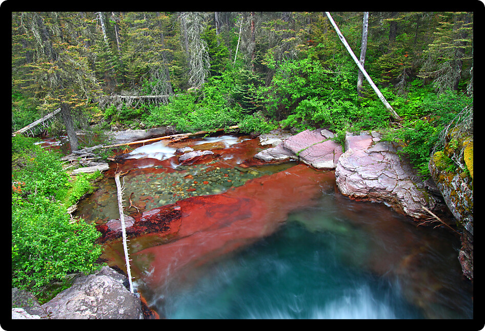 Beautiful mountain stream in Glacier National Park in Montana.