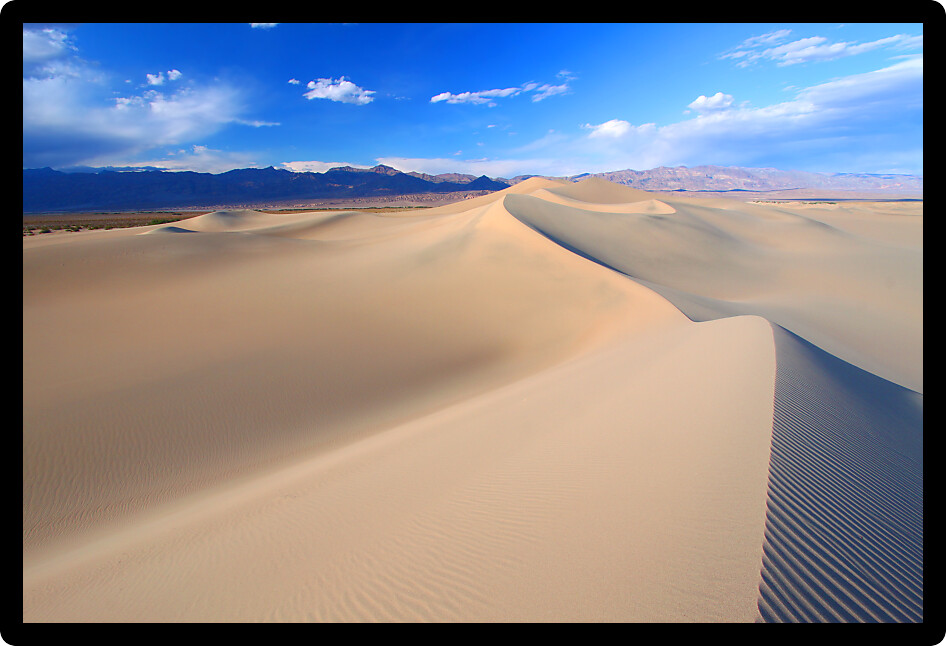 Beautiful pyramid shaped formations at the Mesquite Flat Sand Dunes of Death Valley National Park California.