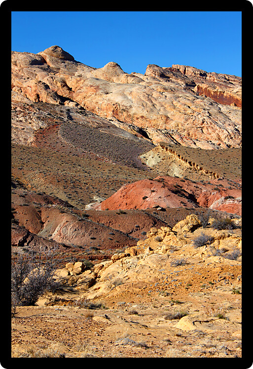 Beautifully colored rocky landscape of the San Rafael Reef of Utah.