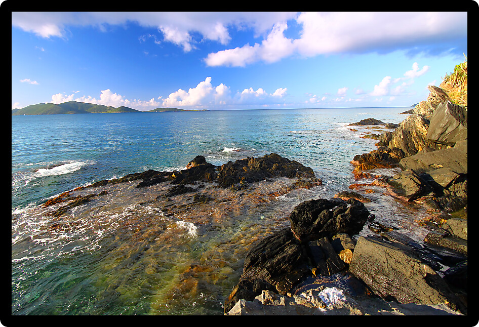Rocky coastline near Smugglers Cove on the Caribbean island of Tortola.