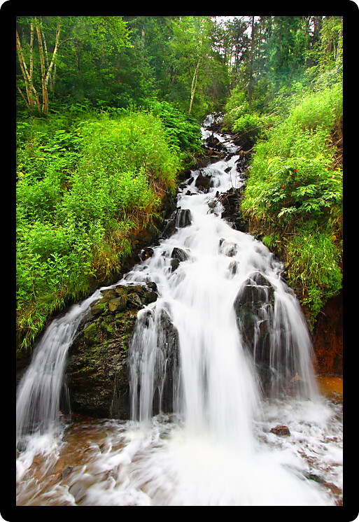 Beautiful cascading waterfall in the Black Hills of South Dakota.