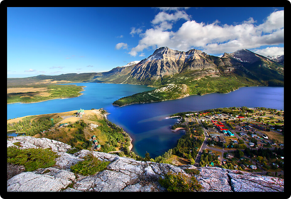 Waterton Lakes National Park in Canada seen from the Bears Hump.
